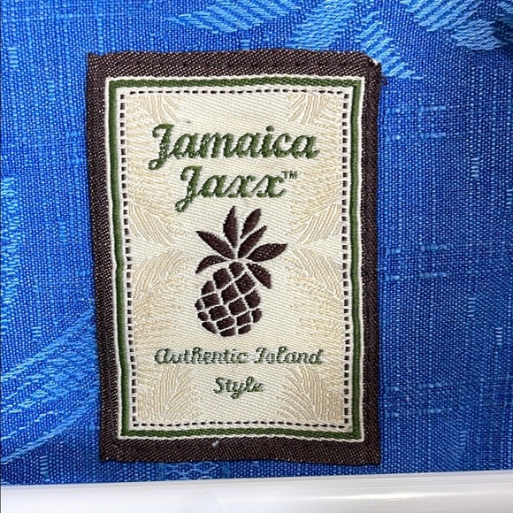 Vintage Jamaica Jaxx Blue 100% Silk Hawaiian Casual Button Down Shirt L - Picture 2 of 10